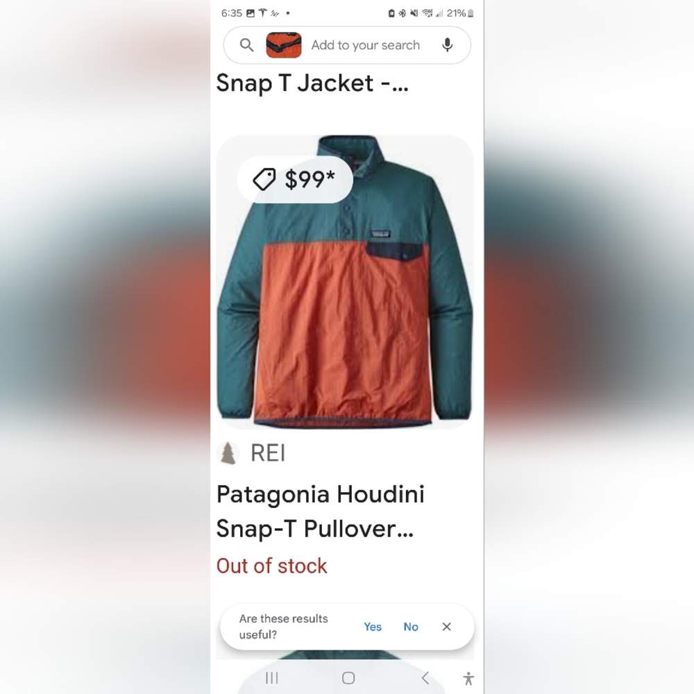 NWT Patagonia Houdini Snap T Pullover